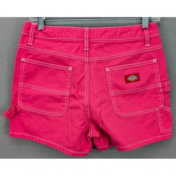 Dickies Denim Shorts Womens Hot Pink Twill Cotton Carpenter Juniors‎ Sz 1/25 Y2K - Picture 5 of 10